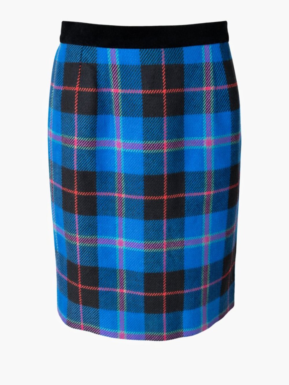 Escada Margaretha Ley Vintage Tartan Wool Cashmere Pencil Skirt Size 38